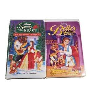 Disney's Beauty & The Beast Enchanted Christmas & Belles Magical World VHS Movie